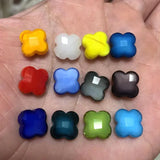 4 Leaves Flower 12mm 30pcs Glass Crystal Bead Cross Pendant Beads for Jewelry