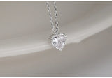 Sterling Silver Necklace Heart Pendant Blue/White/Pink Zircon Women Choker
