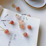 Natural Crystal Stone Peach Pendant Red Agate Necklace