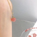 Natural Crystal Stone Peach Pendant Red Agate Necklace