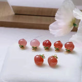 Natural Crystal Stone Peach Pendant Red Agate Necklace