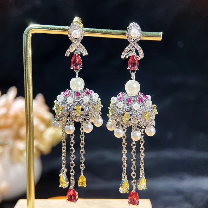 925 Silver Baroque Freshwater Pearls Tassel Earrings for Women