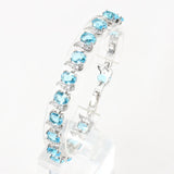 Aquamarine Bracelet Bangle 925 Silver Jewelry Chain Adjustable Length