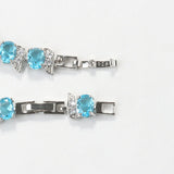 Aquamarine Bracelet Bangle 925 Silver Jewelry Chain Adjustable Length