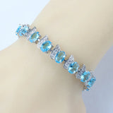 Aquamarine Bracelet Bangle 925 Silver Jewelry Chain Adjustable Length
