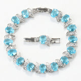 Aquamarine Bracelet Bangle 925 Silver Jewelry Chain Adjustable Length