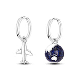 925 Silver Travel Asymmetry Hoop Earrings Gift