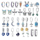 925 Silver Rabbit Carrot Star Moon Circle Hoop Earrings For Women