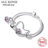 925 Sterling Silver Bracelet Women Snake Chain Bangle Charm DIY Jewelry