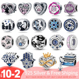 Round Heart Pattern Charms Beads For Charm Bracelets