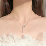 Sterling Silver Moonstone Planet Necklace Tassel Collarbone Chain