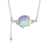 Sterling Silver Moonstone Planet Necklace Tassel Collarbone Chain