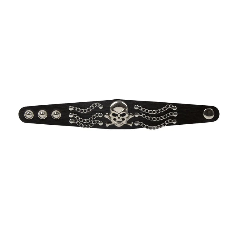 Studded Skull Bracelet Punk Goth Cuff Wristband