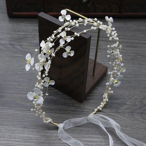 Pearl Rhinestone Wedding Headband Bride Tiara Hair Accessory