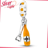 Beer Corkscrew Pendant Charm Bead 925 Sterling Silver