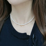Pearl Heart Choker Necklace for Women
