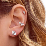 925 Silver Butterfly Bee Insect Hoop Earrings Jewelry