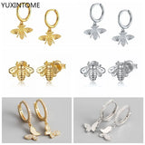 925 Silver Butterfly Bee Insect Hoop Earrings Jewelry