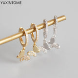 925 Silver Butterfly Bee Insect Hoop Earrings Jewelry