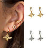 925 Silver Butterfly Bee Insect Hoop Earrings Jewelry