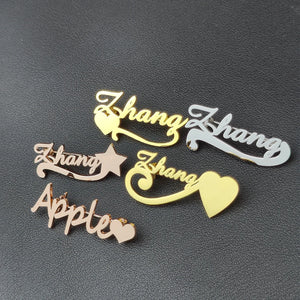 Customized Women Name Brooch Stainless Steel Nameplate Lapel Badges