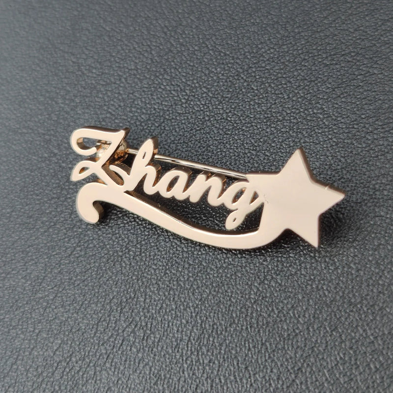 Customized Women Name Brooch Stainless Steel Nameplate Lapel Badges