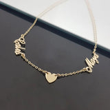 Personalized Two Name Necklace Stainless Steel Pendant Heart Dainty Mother Gift