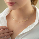 Personalized Two Name Necklace Stainless Steel Pendant Heart Dainty Mother Gift