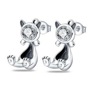 925 Silver Pink Heart Pave Zircon Earrings for Women