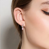 925 Silver Pink Heart Pave Zircon Earrings for Women