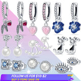 925 Silver Pink Heart Pave Zircon Earrings for Women