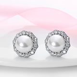 925 Silver Pink Heart Pave Zircon Earrings for Women