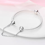 925 Silver Heart Buckle Snake Bone Bracelet for Women
