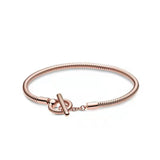 925 Silver Heart Buckle Snake Bone Bracelet for Women
