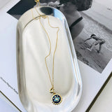 Zircon Evil Eye Pendant Necklace 925 Silver Women Jewelry