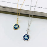 Zircon Evil Eye Pendant Necklace 925 Silver Women Jewelry