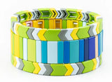 Rainbow Enamel Tile Beaded Bracelet for Women