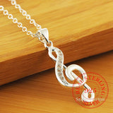 Music Rhythm Pendant Necklace 925 Silver Wedding Jewelry Lady Engagement Party