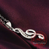 Music Rhythm Pendant Necklace 925 Silver Wedding Jewelry Lady Engagement Party