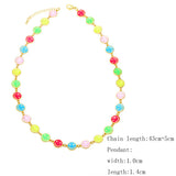 Enamel Smile Face Necklaces Rainbow Smile Choker For Women