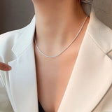 Silver Sparkling Clavicle Chain Choker Necklace Collar for Women