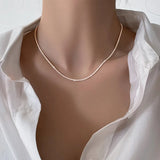 Silver Sparkling Clavicle Chain Choker Necklace Collar for Women