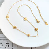 Stainless Steel Daisy Charms Necklace for Girls Plated Waterproof Collar