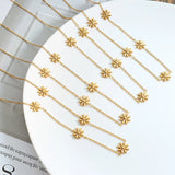 Stainless Steel Daisy Charms Necklace for Girls Plated Waterproof Collar