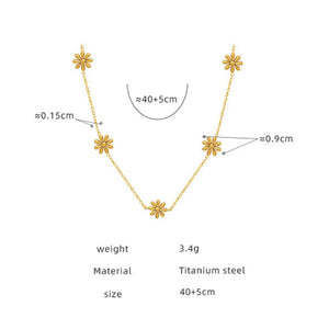 Stainless Steel Daisy Charms Necklace for Girls Plated Waterproof Collar