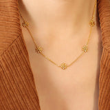 Stainless Steel Daisy Charms Necklace for Girls Plated Waterproof Collar