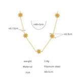 Stainless Steel Daisy Charms Necklace for Girls Plated Waterproof Collar
