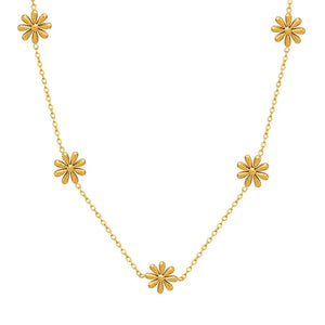 Stainless Steel Daisy Charms Necklace for Girls Plated Waterproof Collar