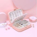Portable Jewelry Box Organizer Display Travel Case Boxes Button