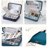 Portable Jewelry Box Organizer Travel Case Zipper Storage Display Leather